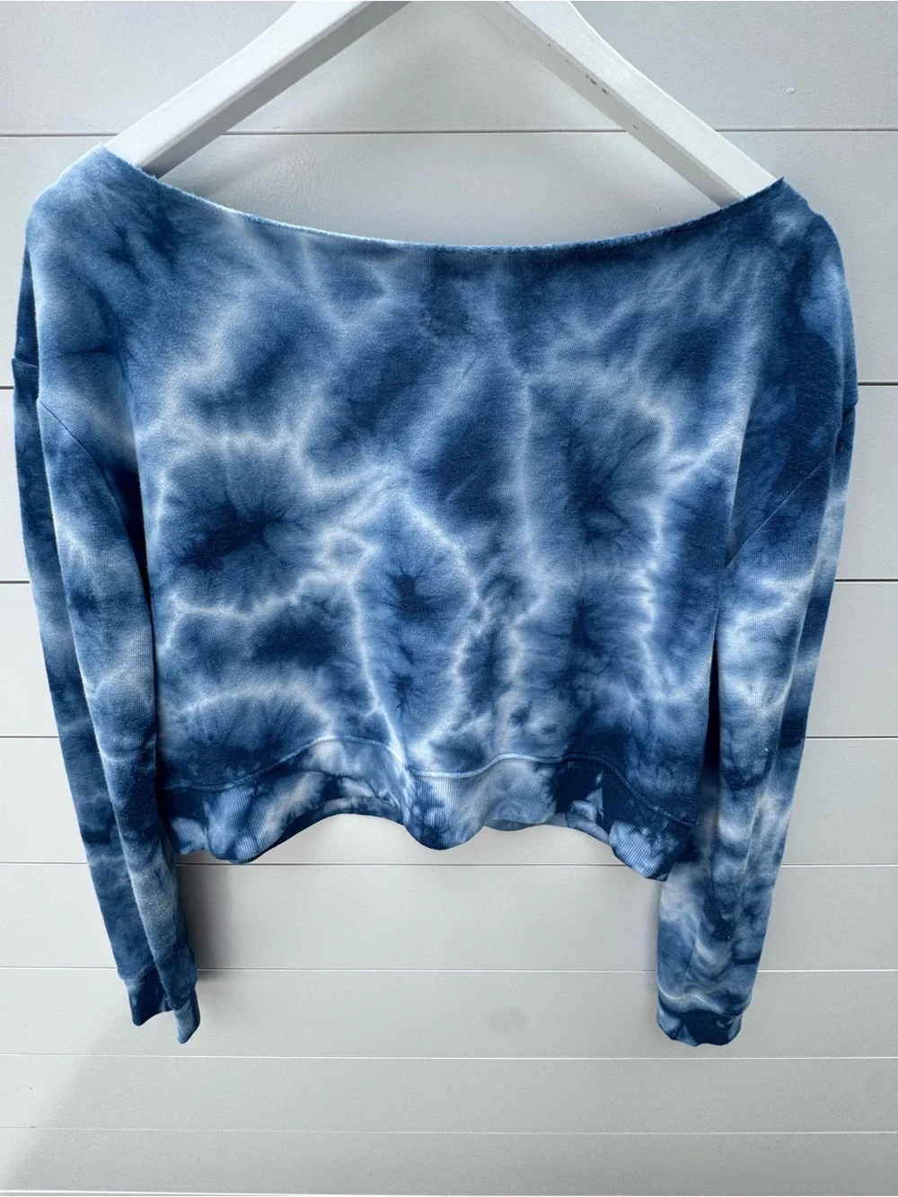 Justice Blue Tie-Dye Cropped Sweatshirt with Star
